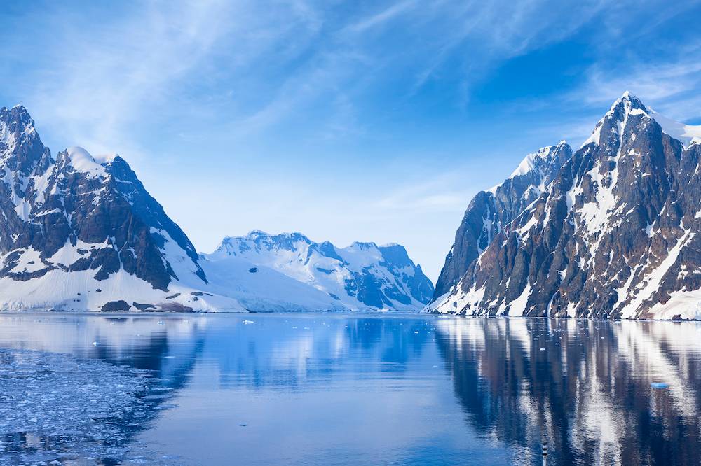 Antarctica Lemaire Channel snowy mountain